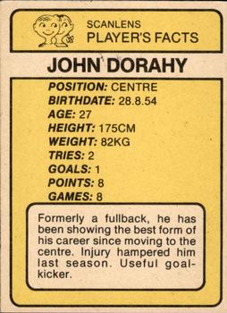 1981 Scanlens #12 John Dorahy Back